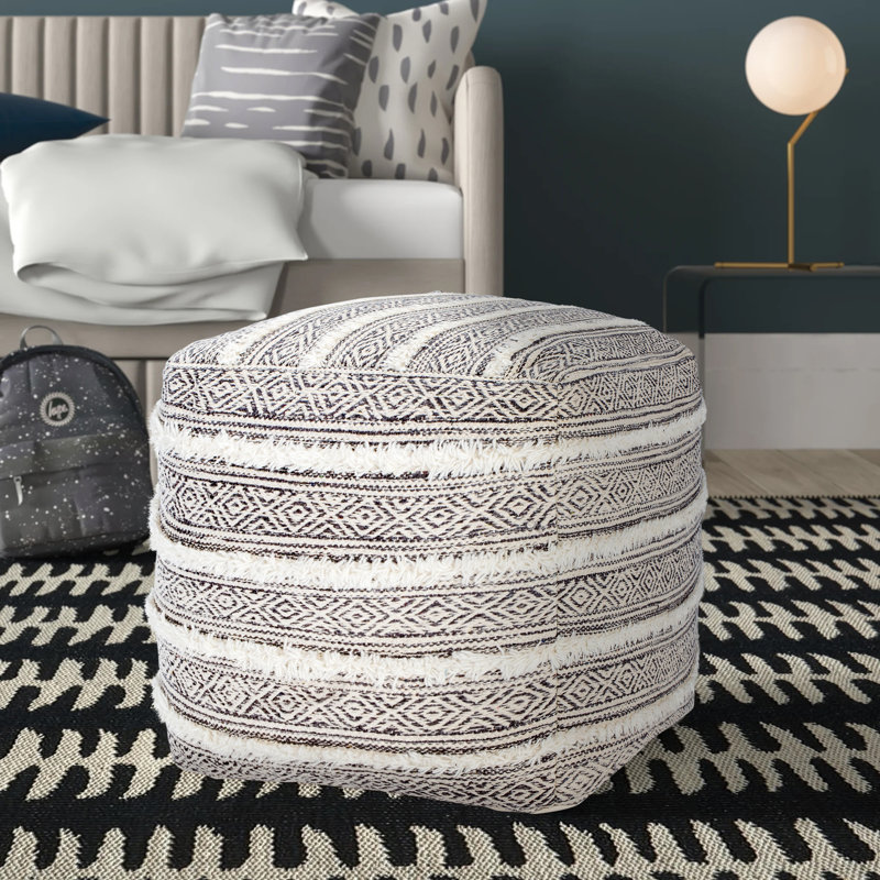 Pouf carré 20 po Darbydale, Mélange de coton gris