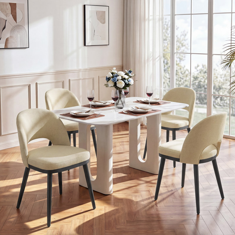 Chaises de salle à manger rembourrées modernes avec pieds en bois 18,5 "H, Chameau