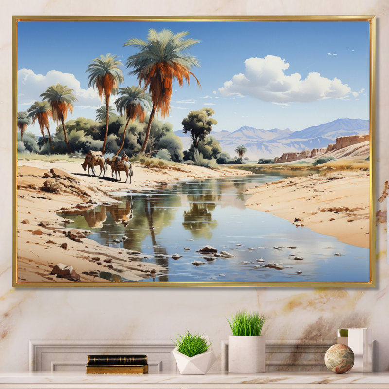 Sahara Sands Depict III - impression, H 24 po x l 32 po x P 1 po, Cadre flottant doré