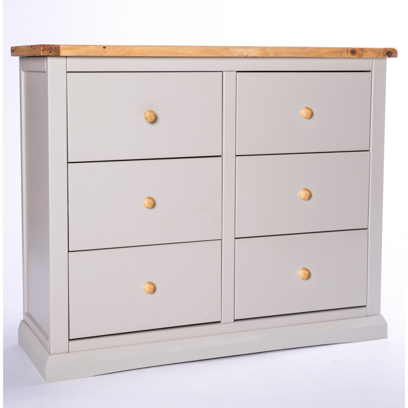 Encinas 110cm W 6 - Drawer Chest of Drawers, Grey/White, Wood