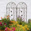 Ensemble de 2 treillis de jardin en métal 86,7 "x 19,7" antirouille pour plantes grimpantes Support de fleurs extérieur brun