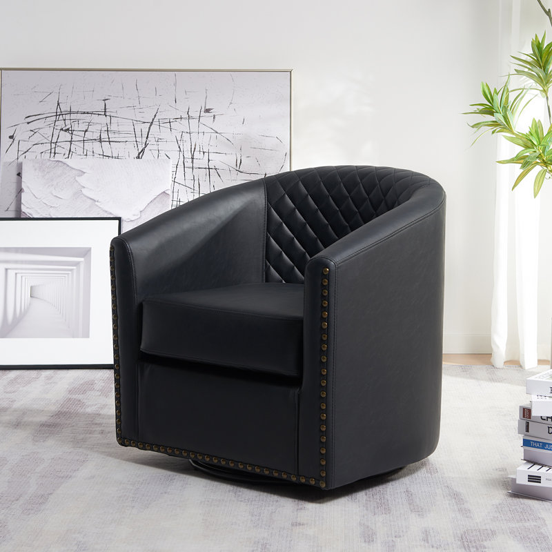 Petit fauteuil pivotant 29 po Oscar, Similicuir noir