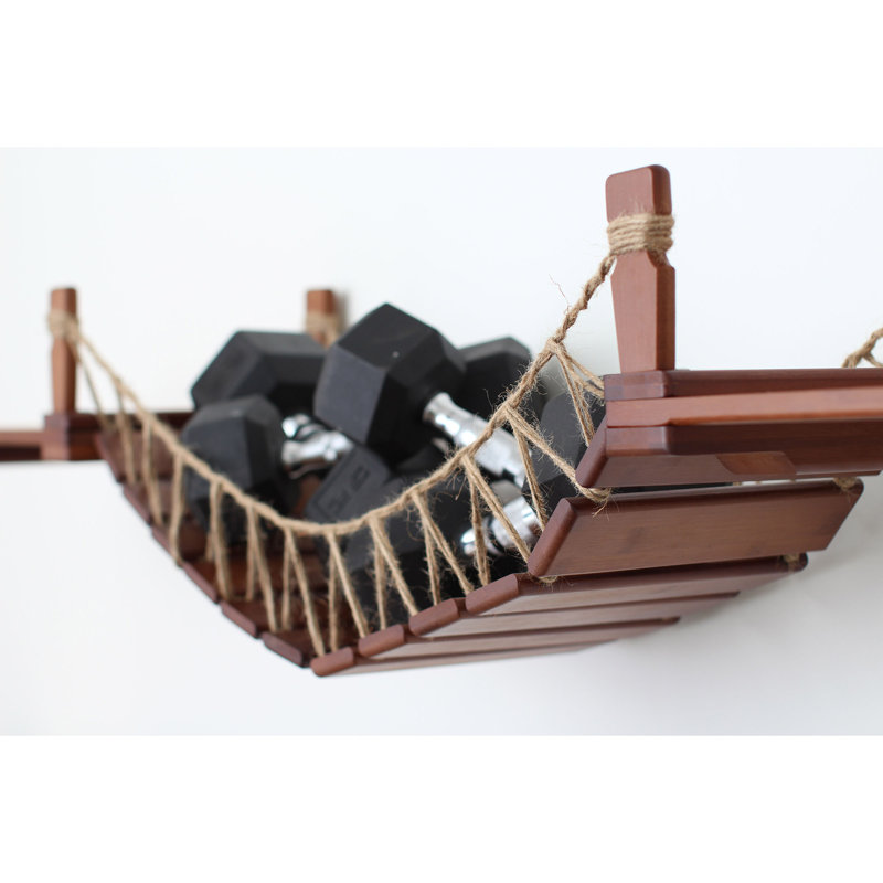 Natural Bamboo Wall-Mounted Cat Tree with Hammocks and Bridge