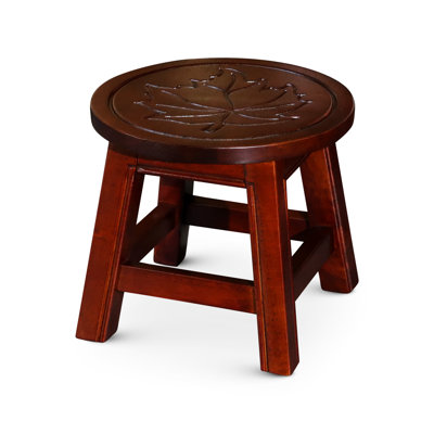 Wooden Stool With Cherry Detail - Adds Elegance To Home Stylish Cherry Seat Functional Furniture