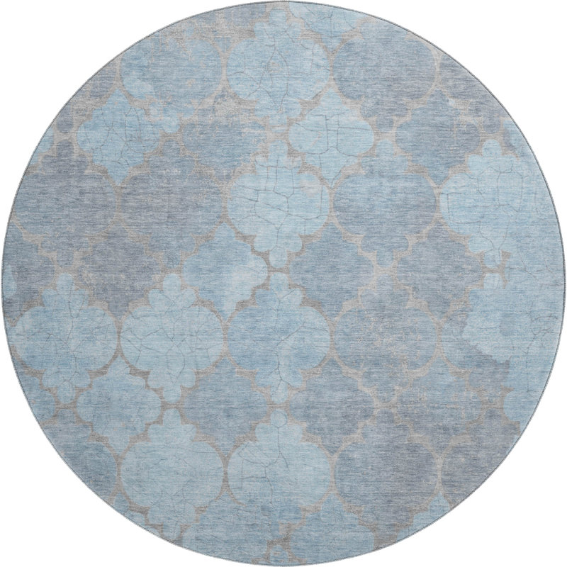 Premium Machine Washable Otte AMF1784 Damask Rug, Round 8'