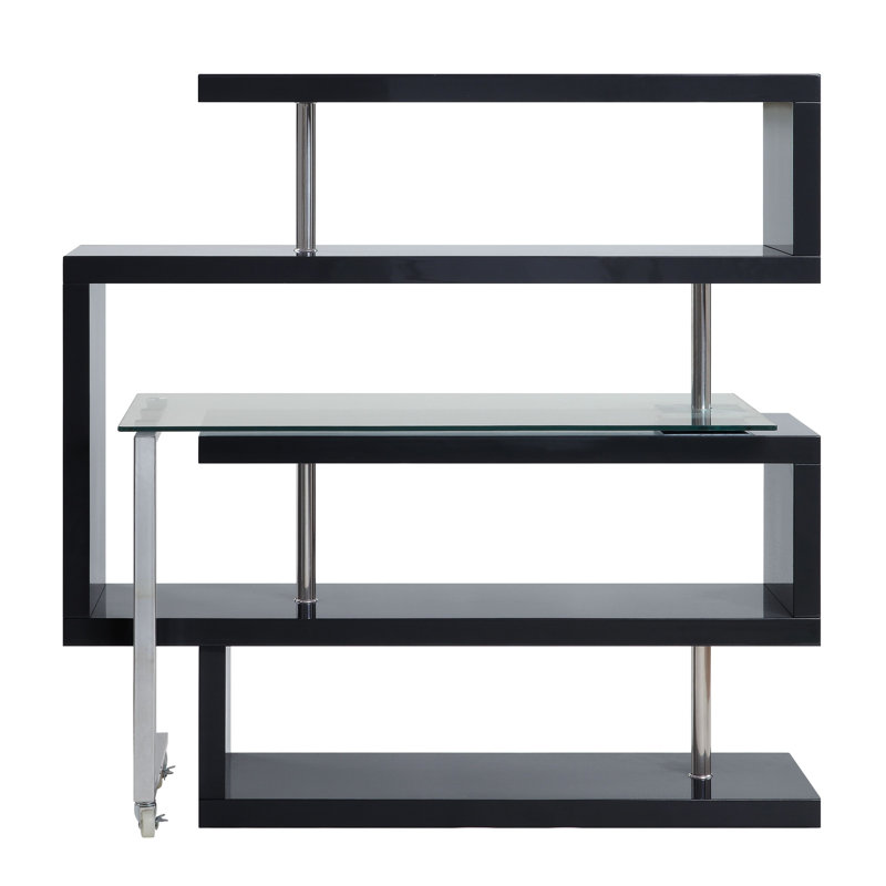 Jovina Glass L-Shape Desk, Black
