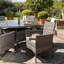 Dubose 4 Seater Rattan Round Garden Dining Set with Cream Parasol - Black-119009401
