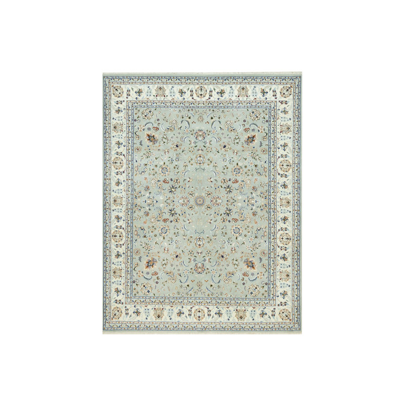7'9"x10'3" Grey Nain Design Wool Hand Knotted Oriental Rug G90436