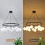 Lustre industriel moderne à 14 lumières avec hauteur réglable, structure en métal noir et globes en verre blanc simple pour salle à manger, salon, vestibule - Homologué UL