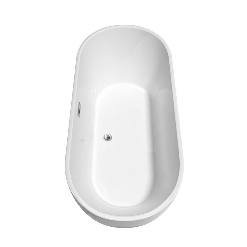 Brooklyn 67'' x 30'' Soaking Acrylic Bathtub, White/Polished Chrome 