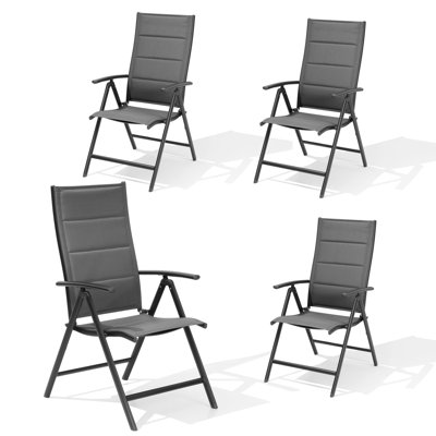 Chaise de salle à manger réglable en aluminium pliable avec siège rembourré