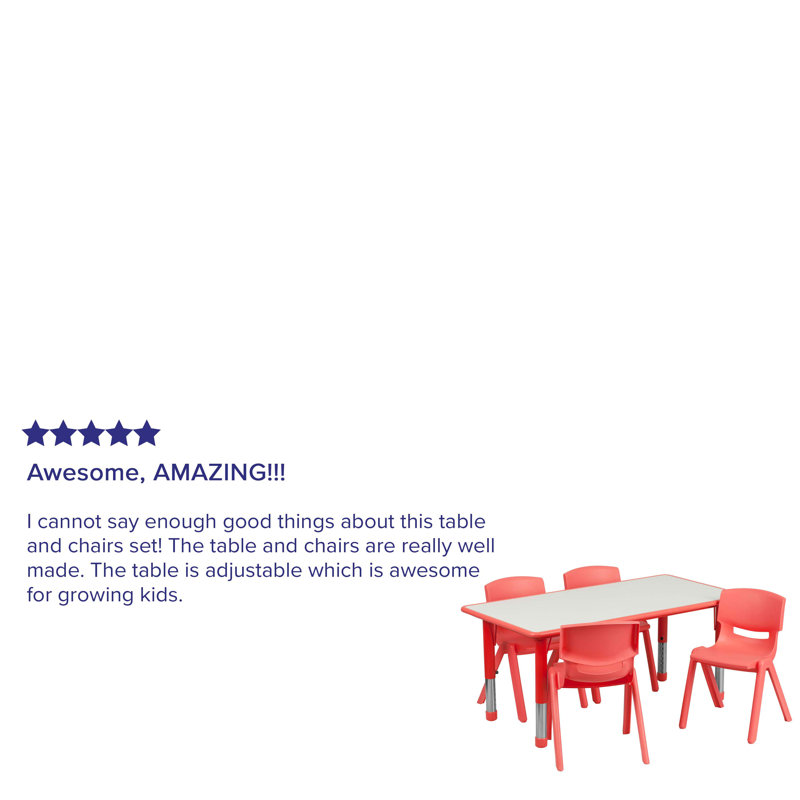 Red Adjustable Height Kids Activity Table Set with Laminate Top