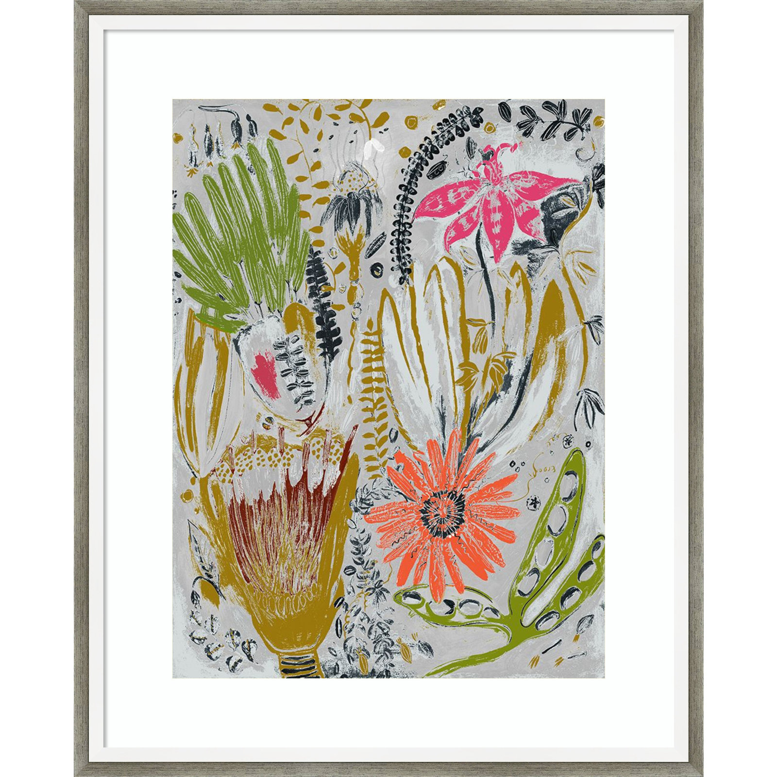 Tropical Blooms by Maya Woods, Gray, 17" W x 21" H