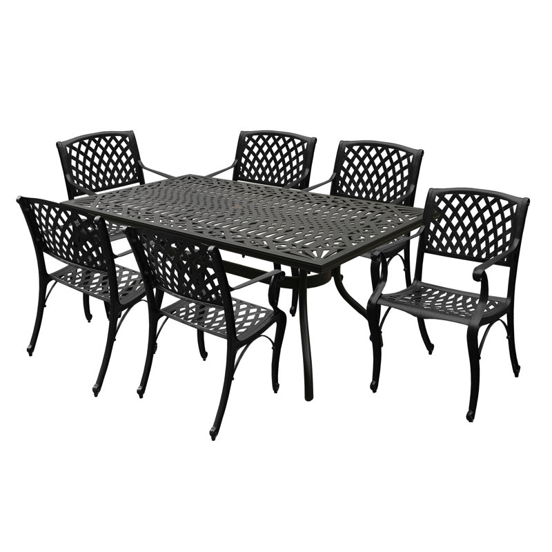 Ensemble de salle à manger rectangulaire en aluminium pour 6 personnes Boolia