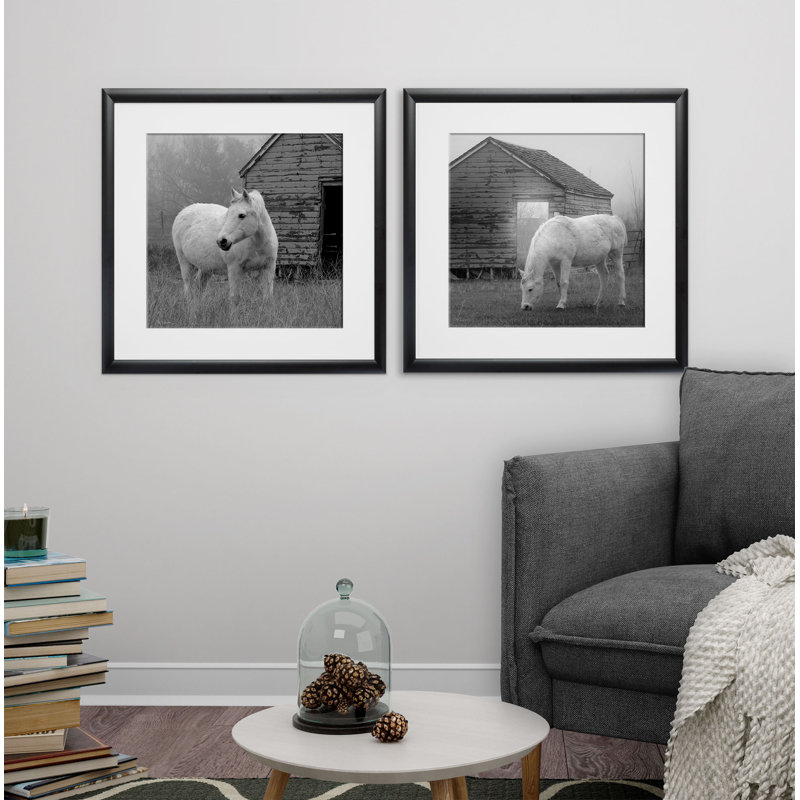 « matinée des pâturages », ensemble de 2 reproductions de photos encadrées, Cadre noir