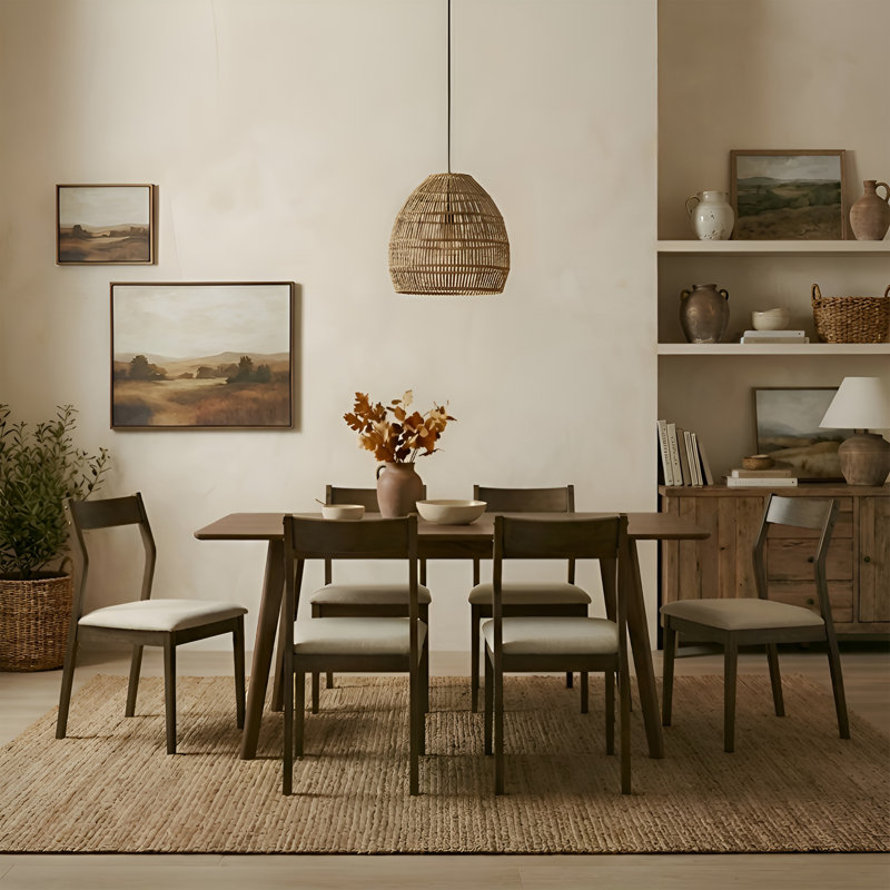 Upholstered Seat Dining Chair With Solid Wood Legs, Hollowed Back Side Chair For Dining Room/Kitchen, Green
