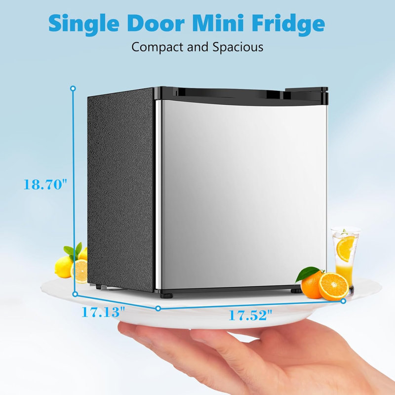 Mini-réfrigérateur COWSAR 1,6 pi³, réfrigérateur compact à une porte réversible, thermostat réglable, silencieux et écoénergétique, idéal pour le bureau, la résidence étudiante, la chambre ou l'appartement - Argent