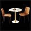 Table de salle à manger ronde et moderne avec plateau en faux marbre, assemblage facile et structure en métal robuste pour une utilisation élégante et durable-1710135910