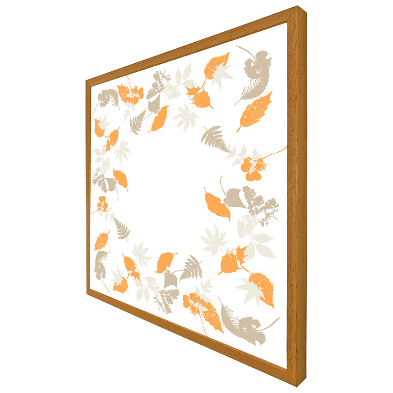 Delco Orange & Grey Autumn Leaves 1 Piece Single Picture Frame Wall Art, 76cm H x 76cm W x 4cm D, Oak Framed