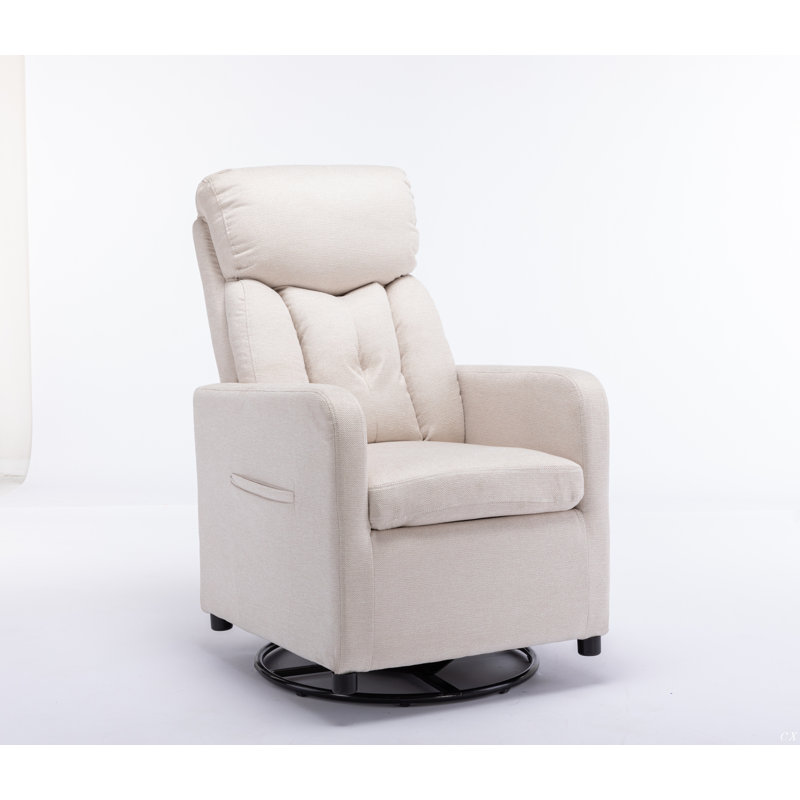 Chaise berçante pivotante en tissu Teddy, Beige