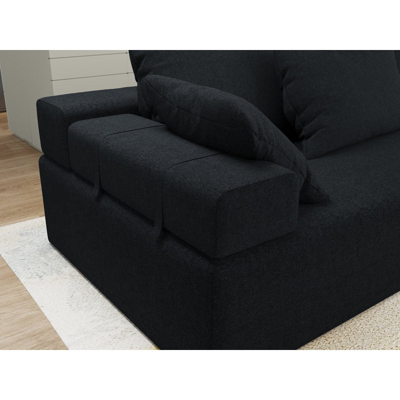 Boneless 2 - Piece Upholstered Sectional, Black Chenille, Right Hand Facing