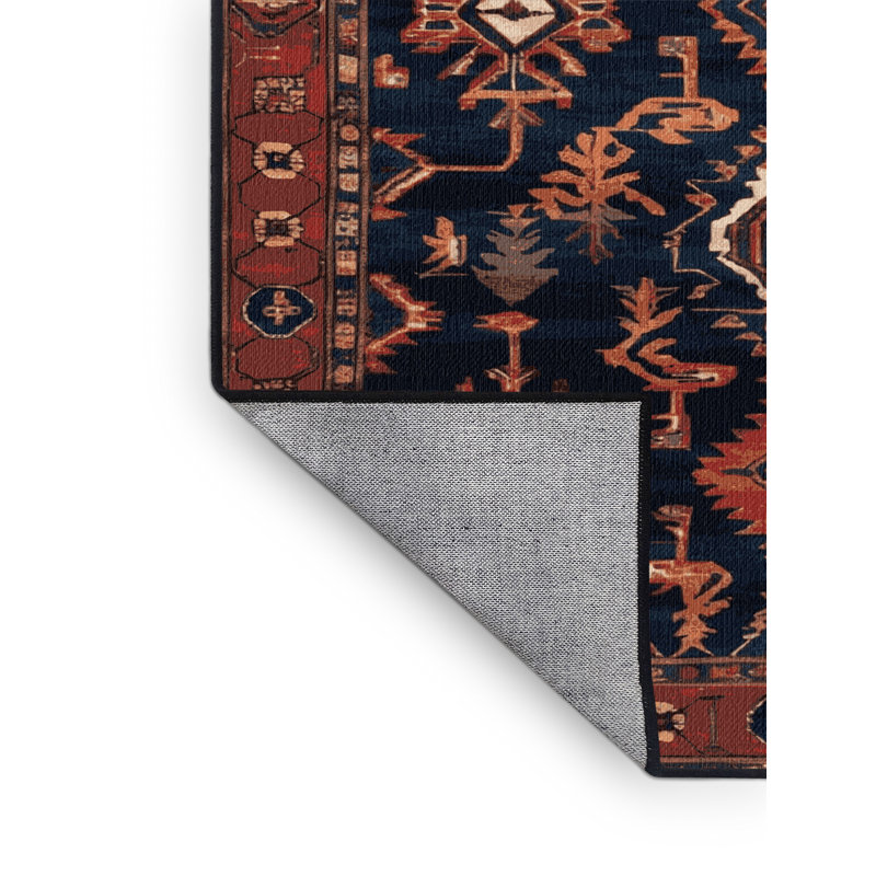 Machine Washable Persian Gray Area Rug, Round 4'