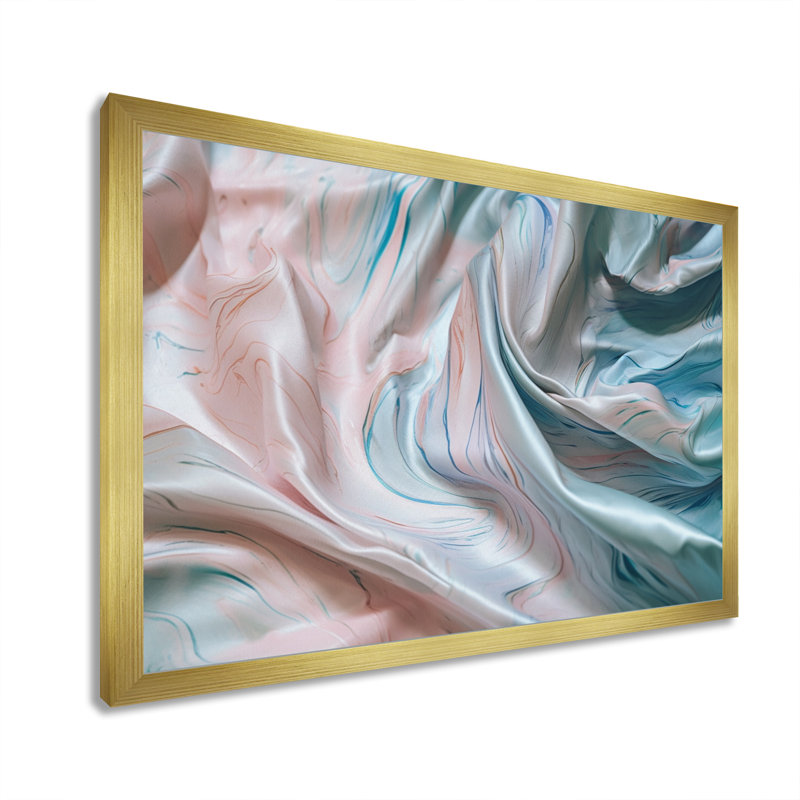 Rose bleu dansant - II, Cadre d'angle fermé doré, H 24 po x l 32 po x P 1 po