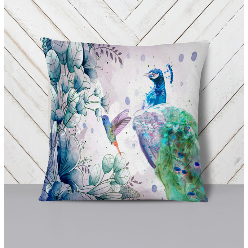Throw Pillow With Insert, Blue/Green/Purple 1, 16"H x 16"W