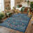 Floral Machine Washable Rug with Rubber Backing for Living Room Durable Vintage Floor Carpet Easy-Cleaning Rug-399193686-399193693
