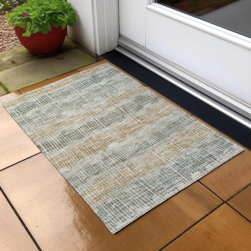 Rectangle Malek Indoor/Outdoor Area Rug with Non-Slip Backing, Rectangle 1'8" x 2'6"