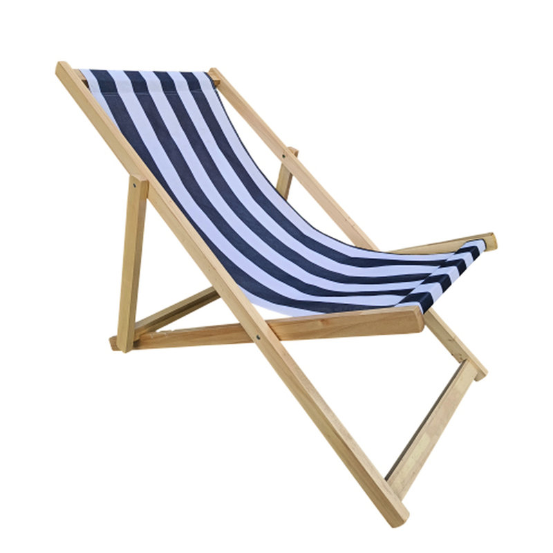 Fauteuil d'extérieur rayé bleu foncé de 34,58 po Populus Wood Hauteur, largeur de paquet de 25,2 po, capacité de 220 lb, chaise longue pliante en construction, limite de poids