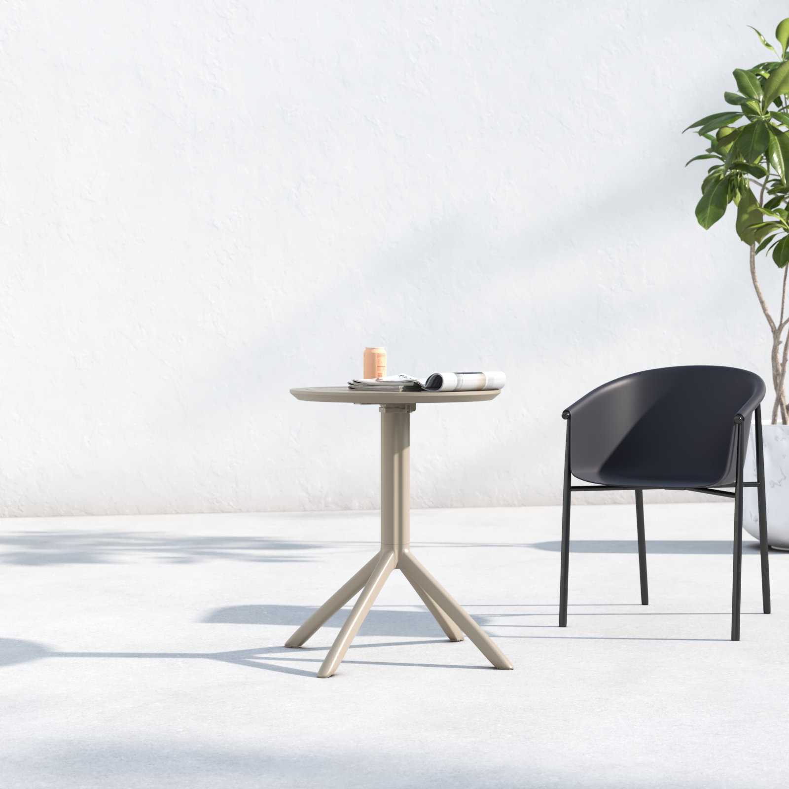 Elodie 24" Patio Bar Table, Taupe, 29.5" H x 23.6" W x 23.6" L