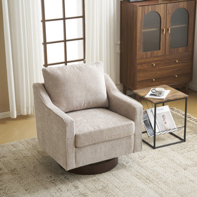 Chenille Living Room Swivel Barrel Accent Chair