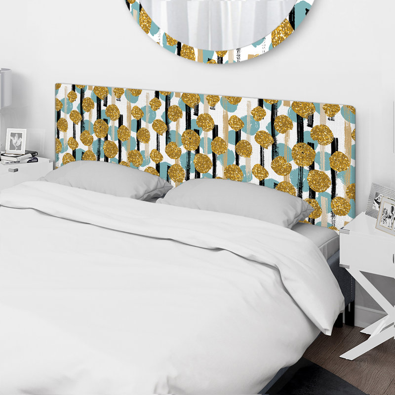 Balliol Upholstered Headboard, Queen, Gold/Black/Blue