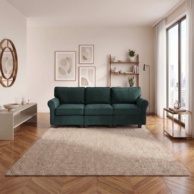 94" Sofa Couch with Deep Seats, Removable High-Rebound Cushions, Ergonomic Armrests for Living Room Bedroom Apartment Office