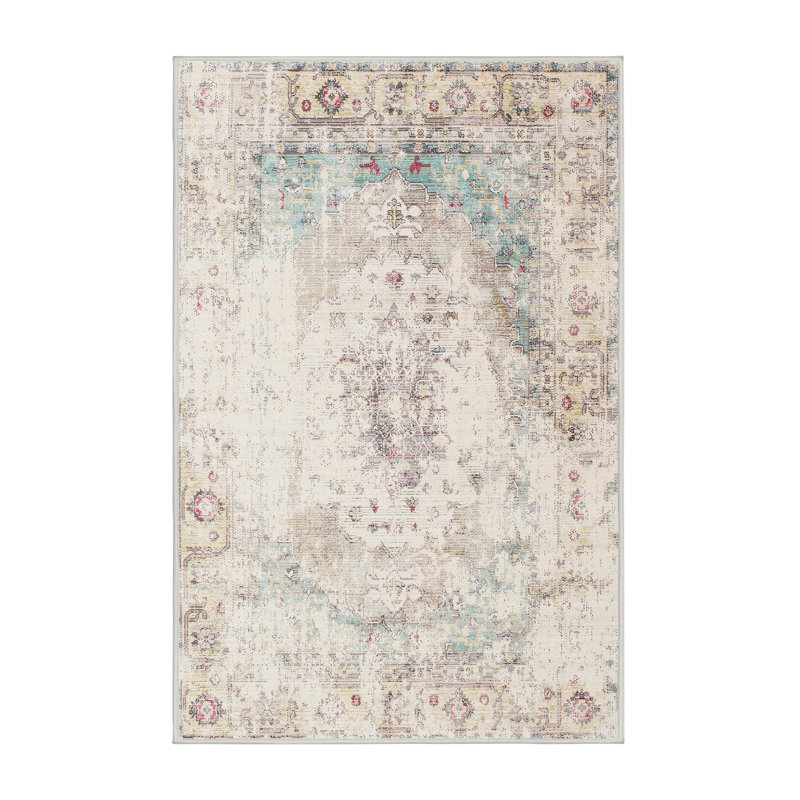 Tapis bleu / beige Atsabe, Rectangle 4 pi x 6 pi