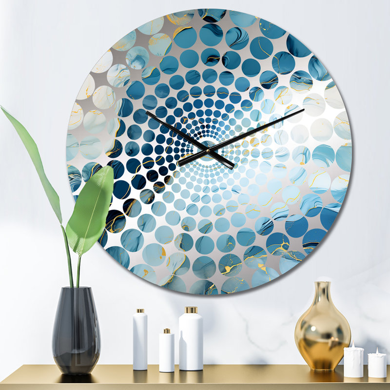 Horloge murale en marbre zen bleu et blanc, Petit