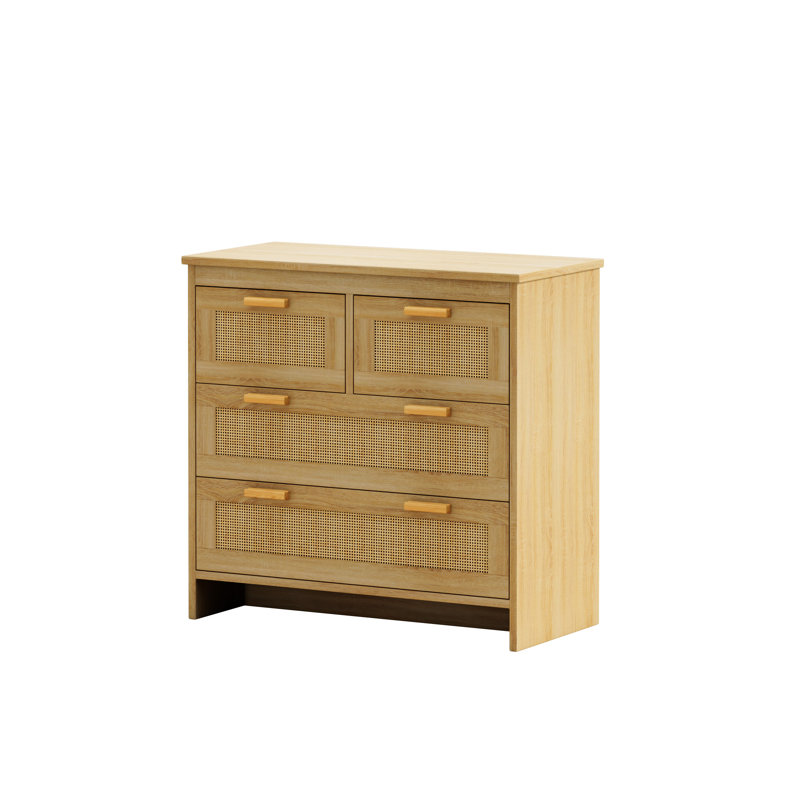 Commode 4 tiroirs en rotin, Naturel