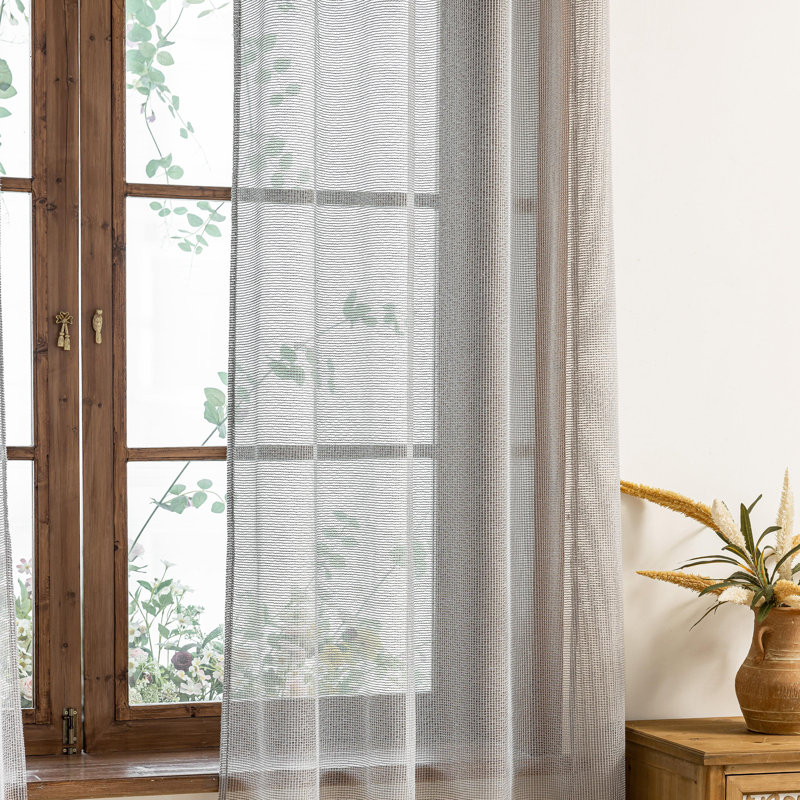 Light Filtering Polyester Back Tab Curtains Panel(Set of 2), White