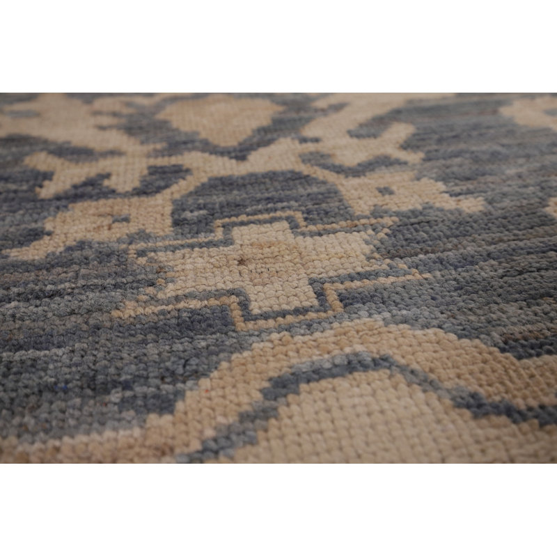 Handmade Blue Oushak Vegetable Dye Area Rug 8