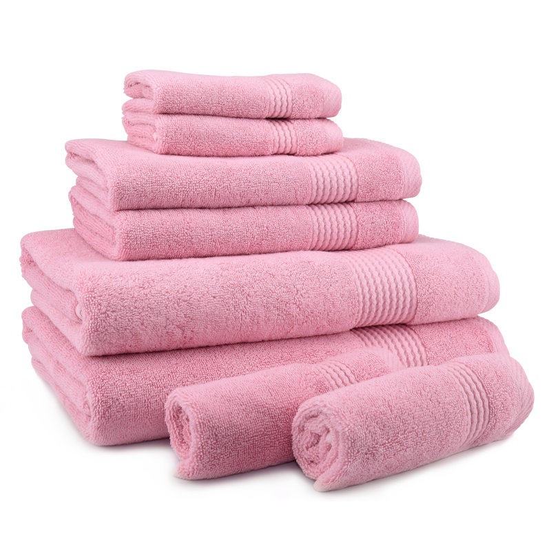 Adlena 8 Piece Turkish Cotton Towel Set, Rose