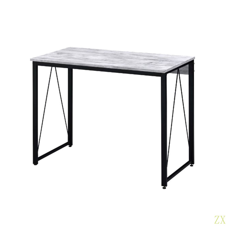 Bureau d'écriture rectangulaire avec base en métal, idéal pour le bureau ou le bureau dans la chambre ou le salon, Blanc