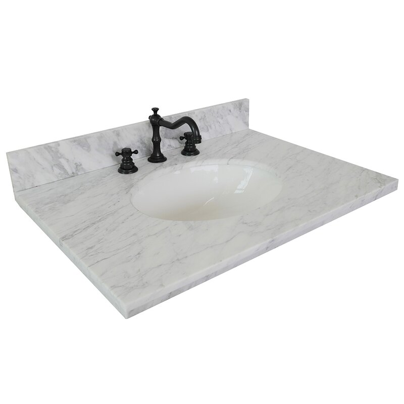 Bellaterra Home 31'' Marble Single Vanity Top with Sink and 3 Faucet ...