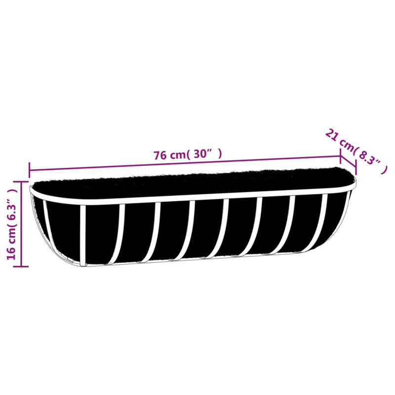 Brandel Metal Railing Planter, 16cm H x 76cm W x 21cm D