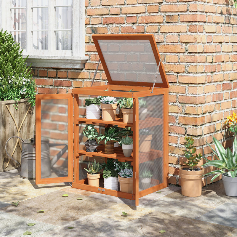 Orlane 3-Tier Wood Greenhouse Garden Polycarbonate Cold Frame Orange