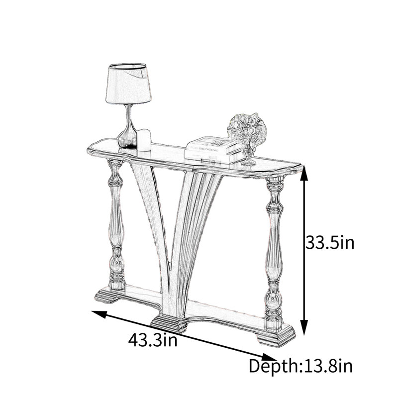 Solid Wood Console Table, 33.5" H x 43.3" W x 13.8" D