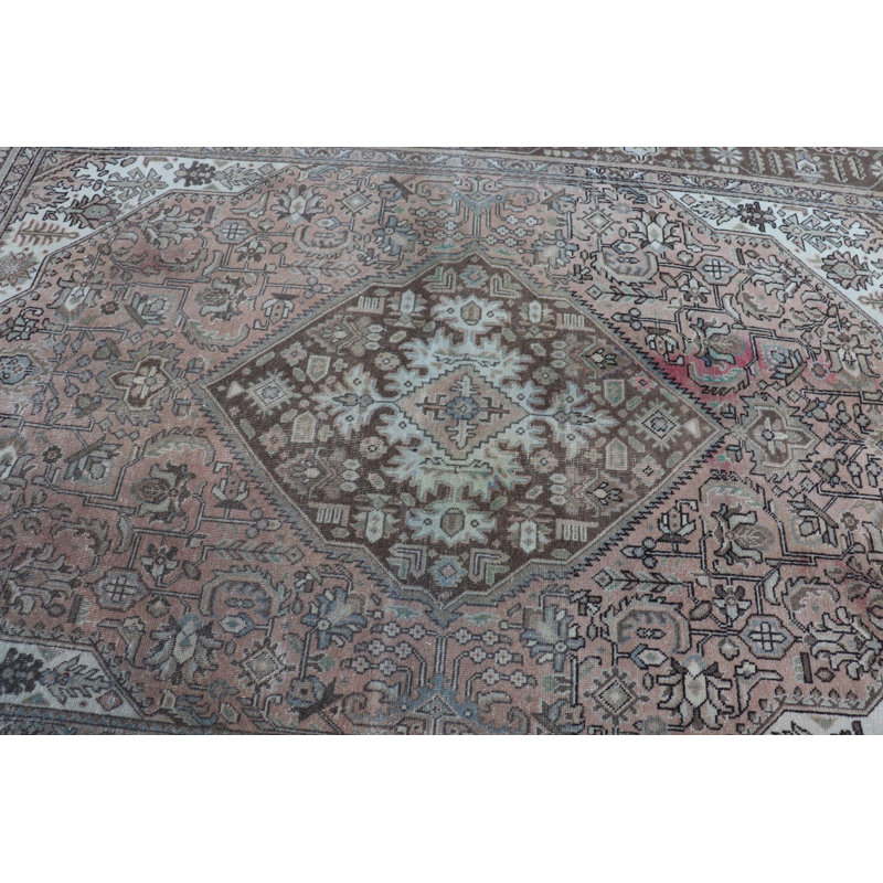 Vintage Turkish Rug with Intricate Floral and Geometric Patterns in Beige and Brown Tones