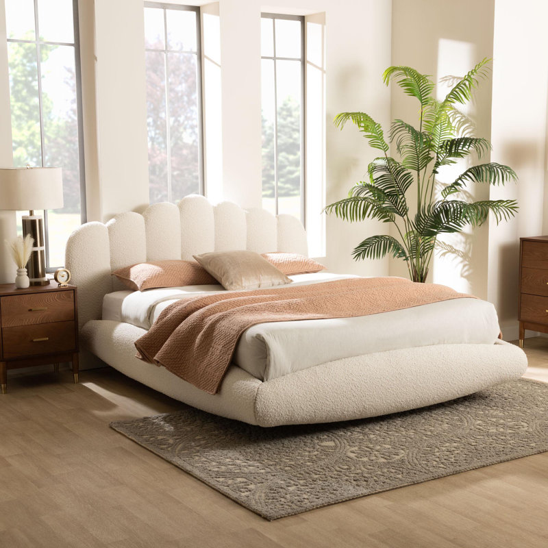 Lit flottant très grand en tissu crème moderne Baxton Studio Grenier, Grand