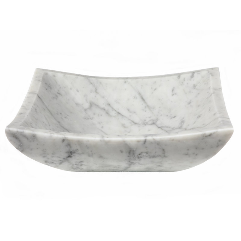 Eden Bath 15.5'' Stone Square Bathroom Sink, Polished White
