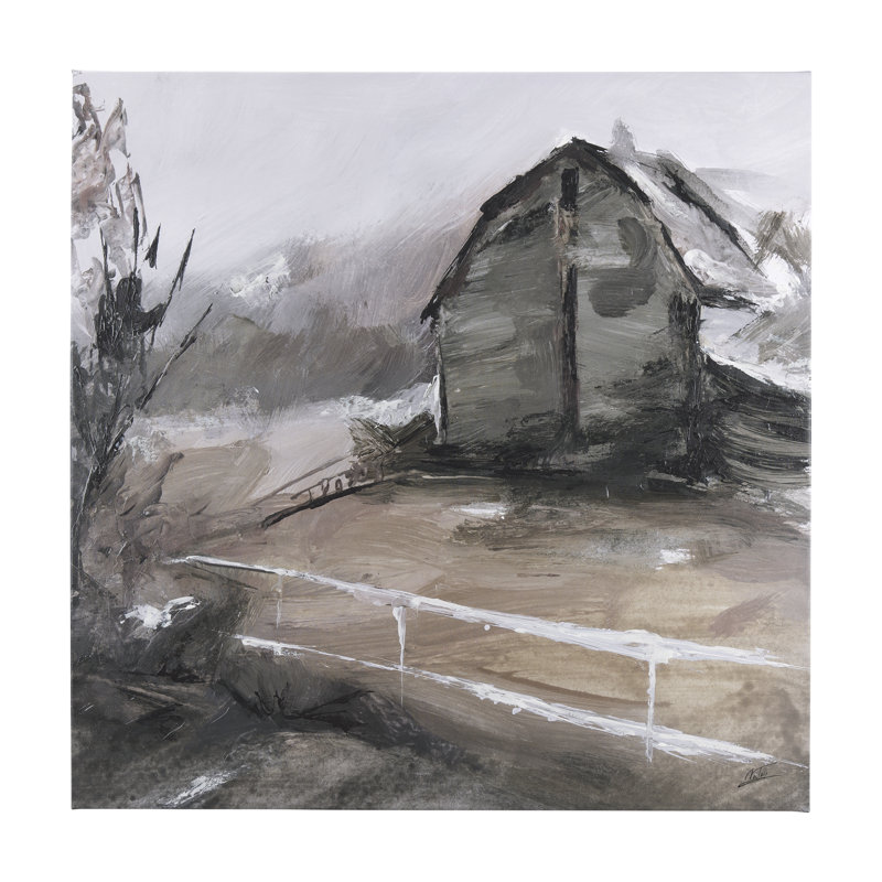Fin de l'automne dans la campagne, toile tendue à la main, H 44 po x l 44 po x P 1,5 po